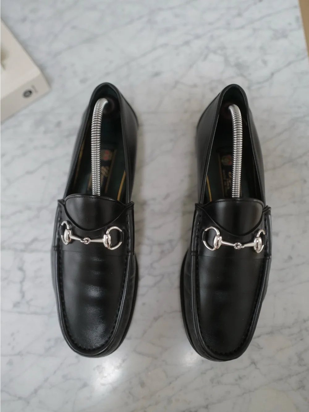 Classic Men's Black Leather Bit Loafers silver hardware 9